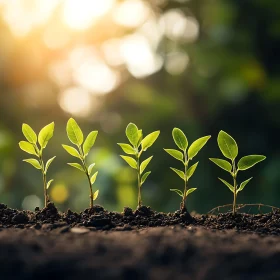 Young Plants Growing in the Sun