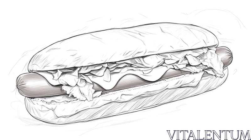 Intricate Hotdog Sketch AI Image