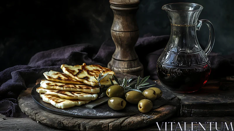 Grilled Cheese with Olives and Red Wine AI Image