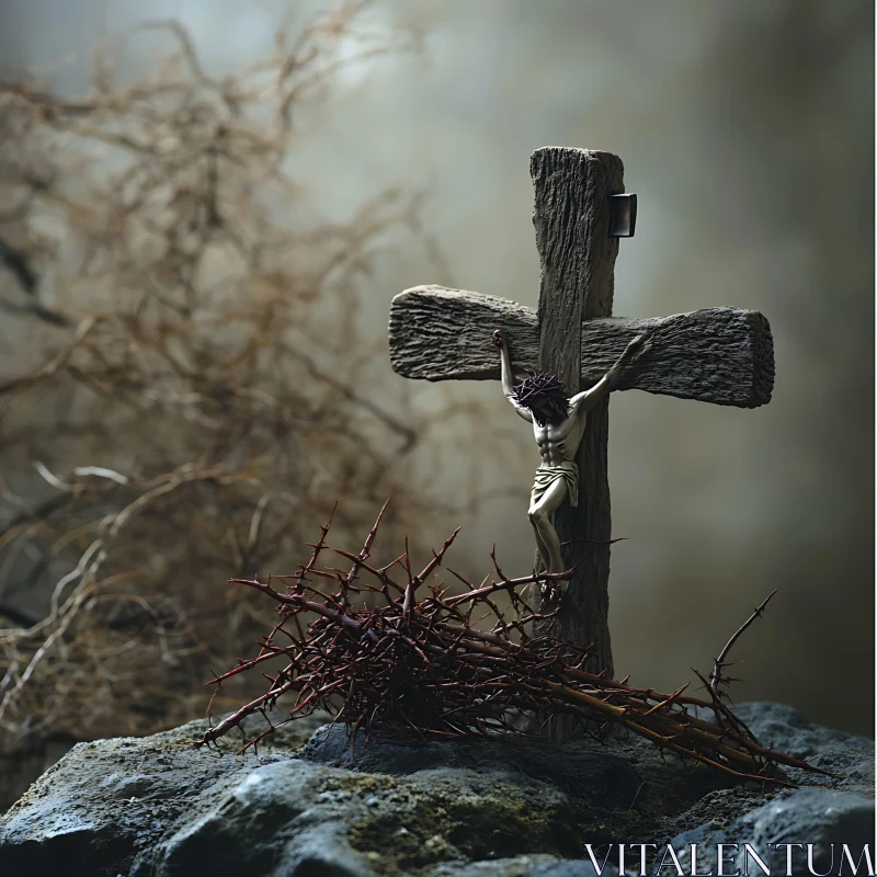 Crucifixion Scene Artistic Rendition AI Image