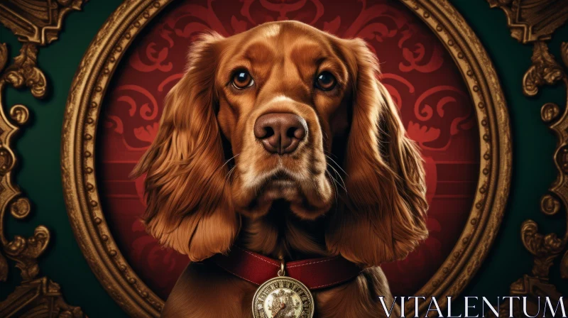 Detailed Canine Portrait in Baroque Style Illustration AI Image