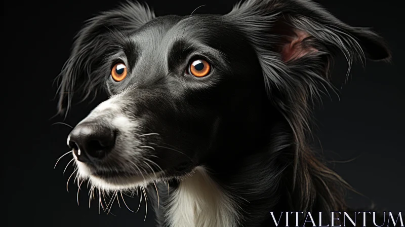 Emotive Black and White Dog Portrait in Studio AI Image