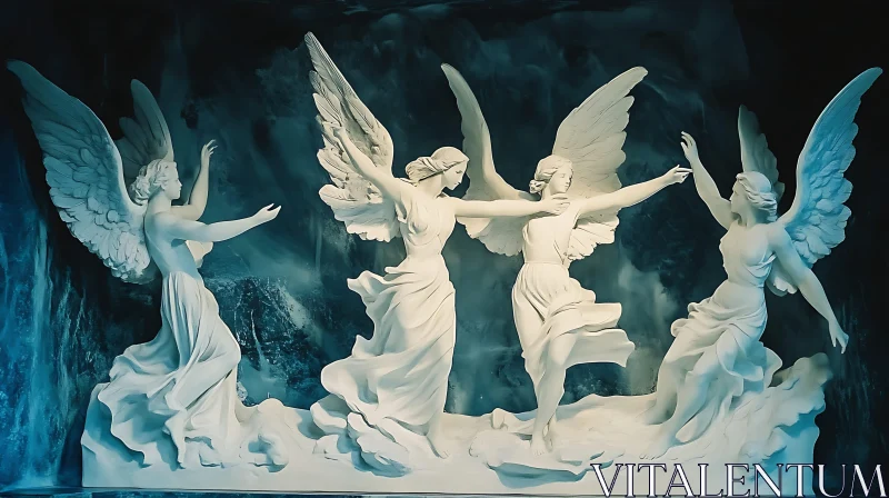 AI ART Serene Angels Sculpture Art Piece