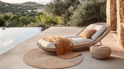 Serene Outdoor Lounge Area with Wicker Furniture