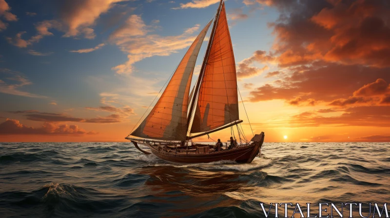 Realistic Sailboat in the Ocean - Captivating Artwork AI Image