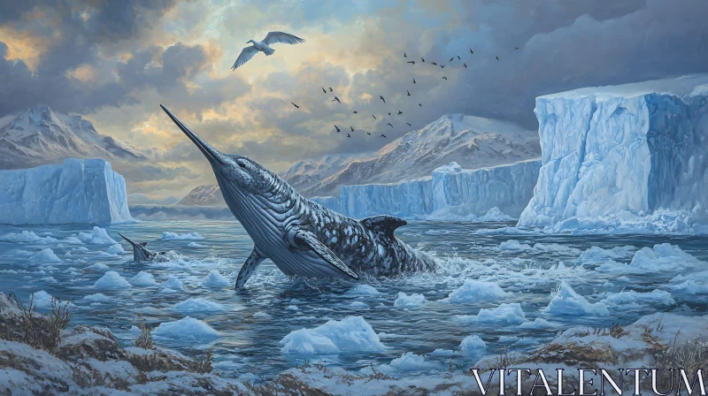 Whale in Icy Landscape