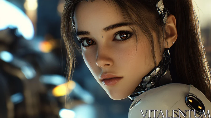 Futuristic Female Cyborg Portrait