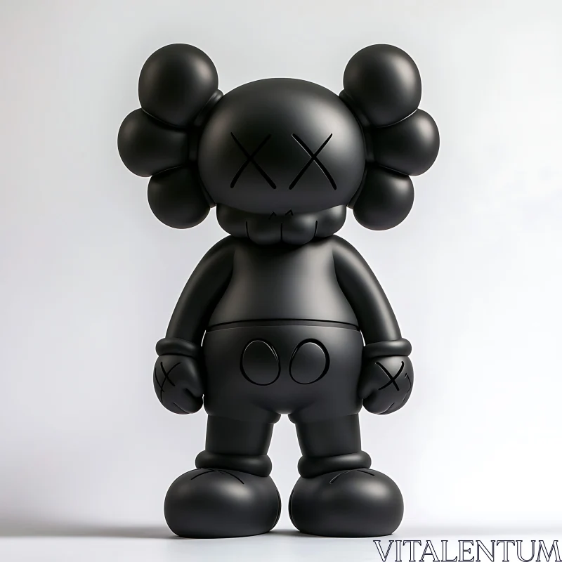 Stylized Black Sculpture with 'XX' Eyes