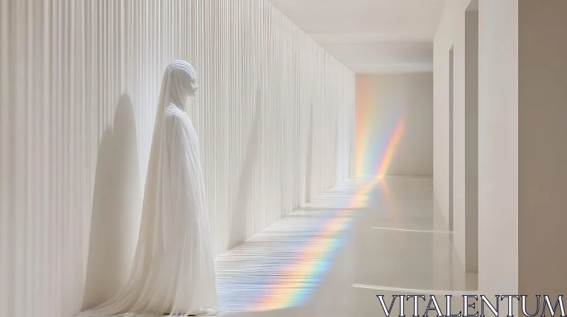 White Hallway with Rainbow Light
