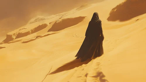 Solitary Journey Through the Desert Dunes