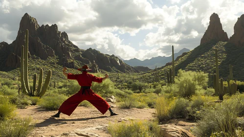 Desert Mountains with Figure in Red