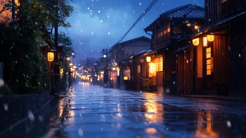 City Street in the Rain
