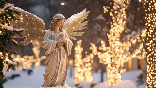 Winter Angel with Glowing Wings