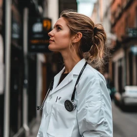 Female Doctor Profile with Stethoscope