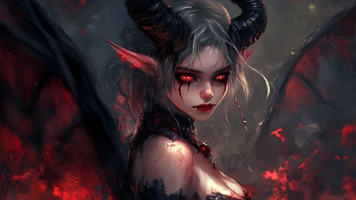 Horned Demon with Burning Eyes