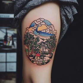 Vivid Landscape Tattoo Design