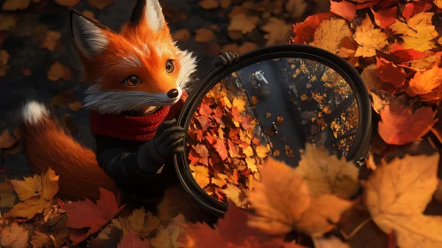 Autumn Fox with Mirror