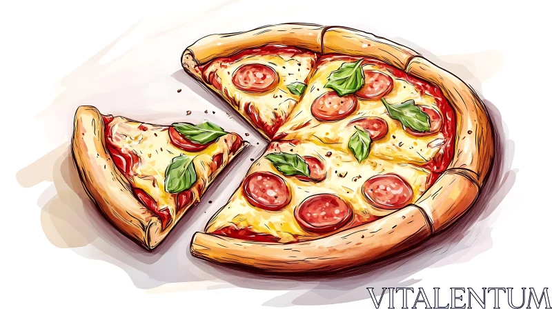 Pepperoni Pizza Illustration