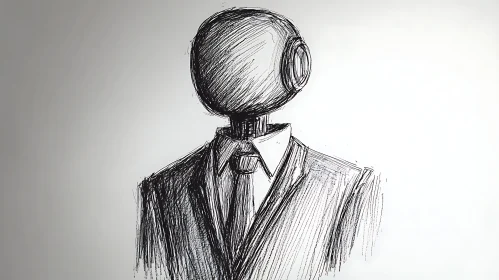 Surreal Figure in Suit Art