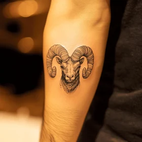 Intricate Ram Tattoo Design
