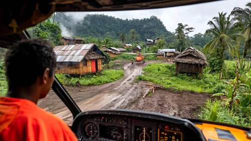Helicopter View of Remote Village