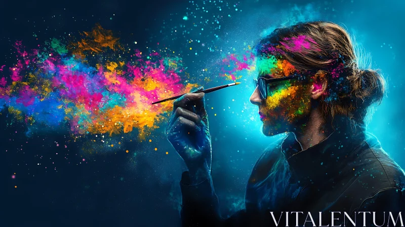 Person Painting with Vivid Colors