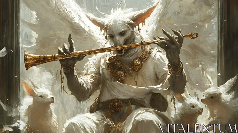 Horned Figure's Serenade with Fluffy Companions
