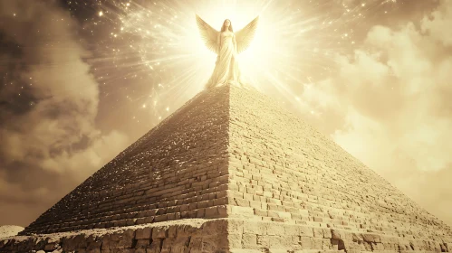 Golden Angel on Ancient Pyramid