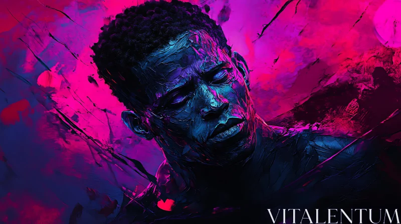 Man in Neon Light AI Image