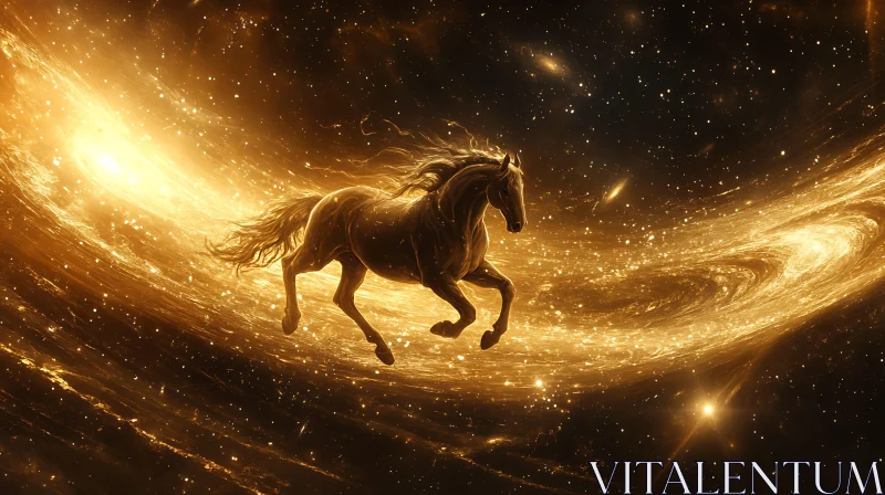 Golden Horse in a Cosmic Dream