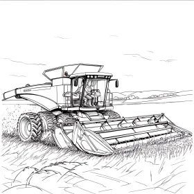 Monochrome Farm Machine Illustration