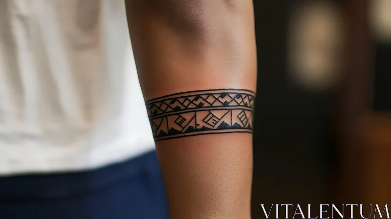 Geometric Tribal Tattoo Design on Forearm