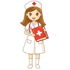 Friendly Nurse Cartoon Character