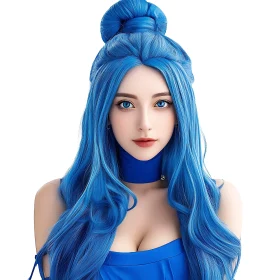 Blue-Haired Beauty: A Captivating Portrait