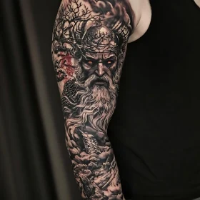 Menacing Viking Tattoo Art on Arm