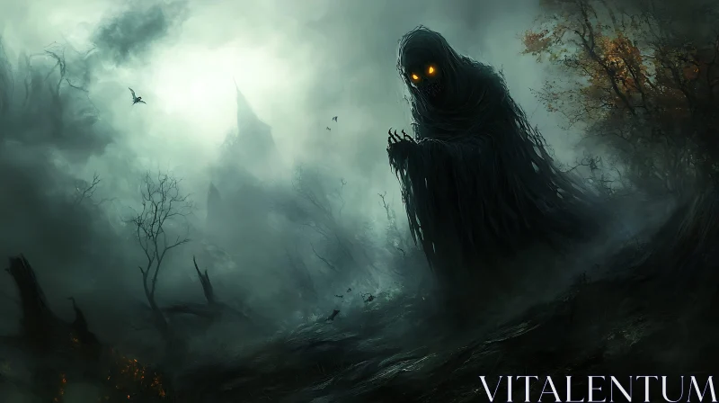 Shrouded Monster in Desolate Landscape