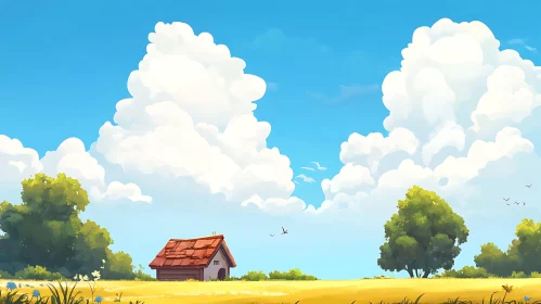 Peaceful Countryside Cottage Scene