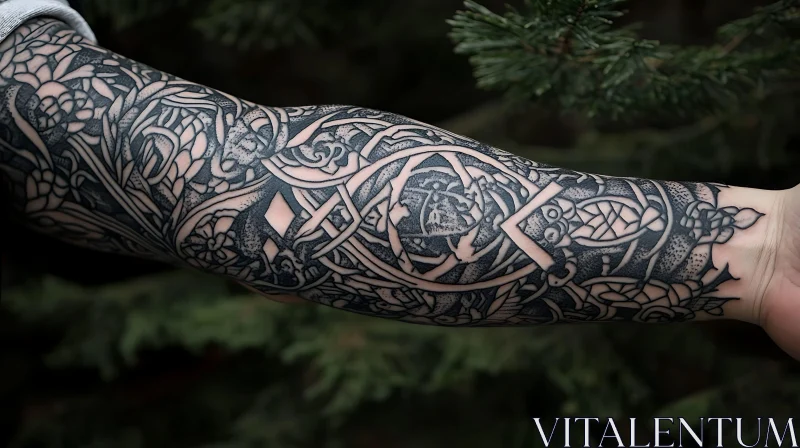 Detailed Blackwork Geometric Tattoo on Arm AI Image