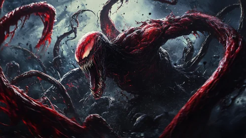 Menacing Red-Skinned Monster Portrait