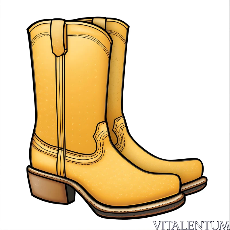 Illustrated Cowboy Boots - Classic Western Footwear
