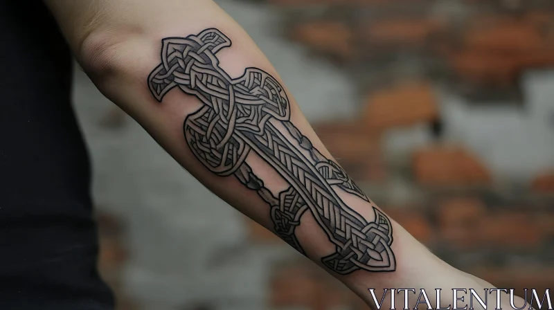 Celtic Knotwork Black Ink Tattoo on Forearm