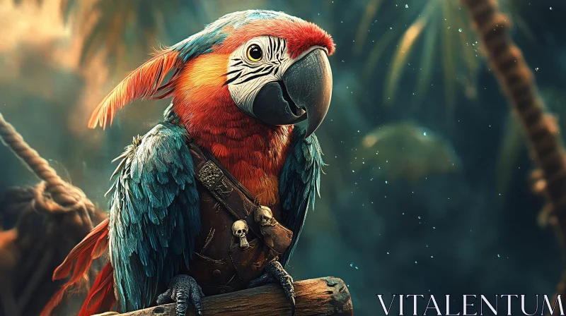 Colorful Parrot in Pirate Costume