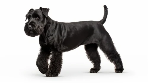 Black Schnauzer in Bold Colors and Strong Lines on White Background