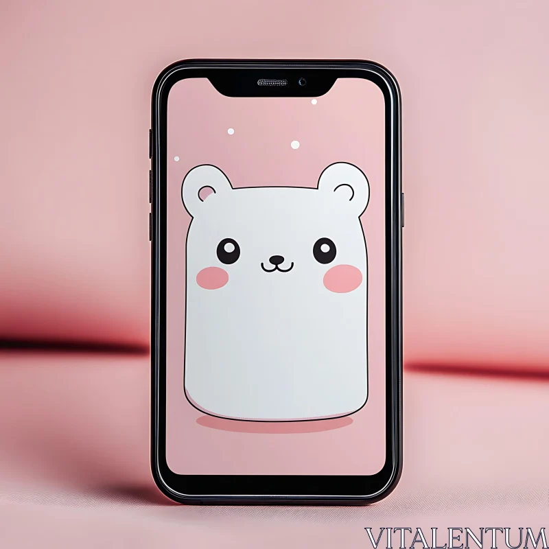 Adorable Bear on Pink Background