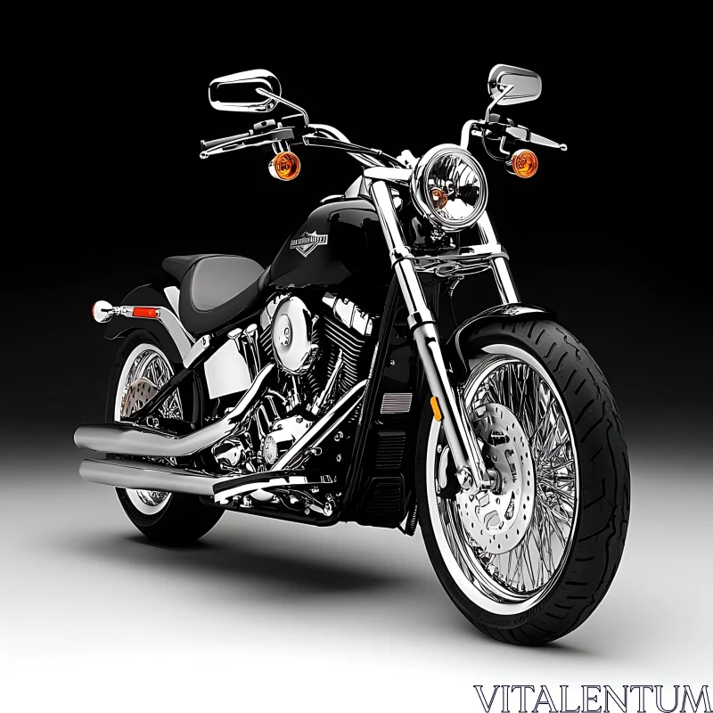 Vintage Motorcycle on Black Background