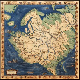 Antique Style Geographical Map Artwork