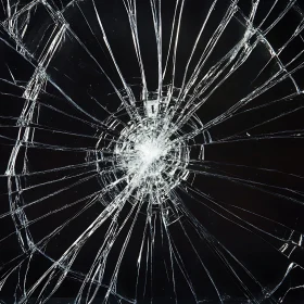 Fractured Glass Art with Radiating Lines