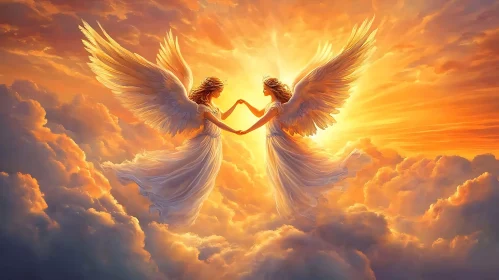 Angels Holding Hands in the Sky