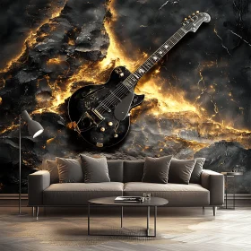 Musical Interior Design with Guitar and Sofa