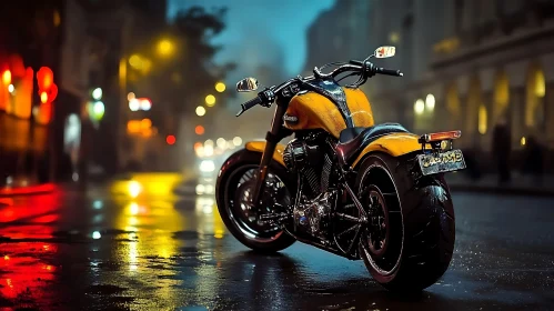 Urban Motorcycle at Night